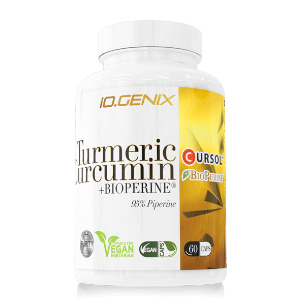Turmeric Curcumin y Bioperine bote de 60 cápsulas de IO.Genix suplemento de la sección antioxidantes