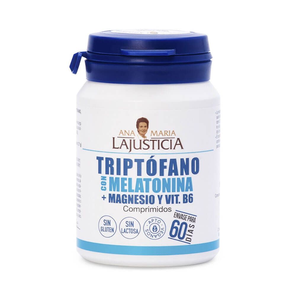 Triptófano con Melatonina + Magnesio y Vit B6 bote de 60 comprimidos suplemento de mejora del sueño hecho por Ana Maria Lajustic