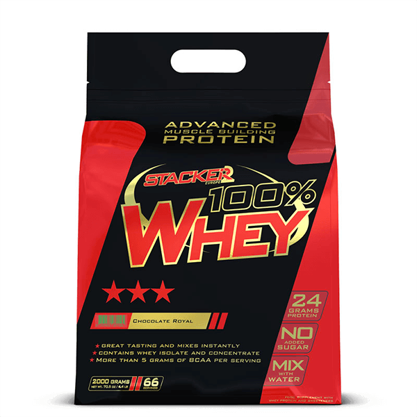 100% Whey envase de 2kg de Stacker Europe (Proteina de Suero Whey)