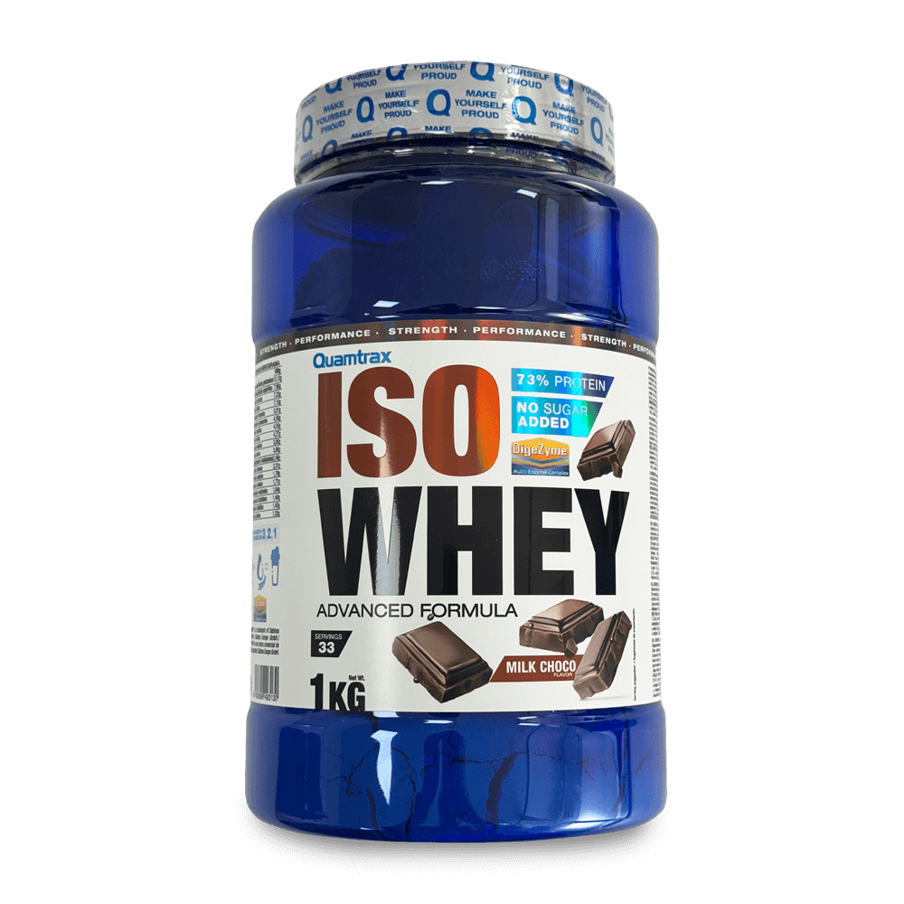 IsoWhey envase de 1kg por Quamtrax complemento alimenticio de proteína de aislado de suero isolate