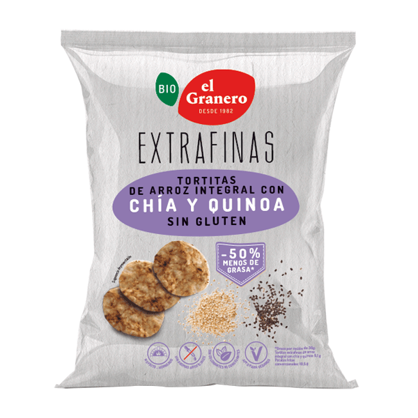 Tortitas de arroz integral com quinoa e chia - El Granero Integral 0