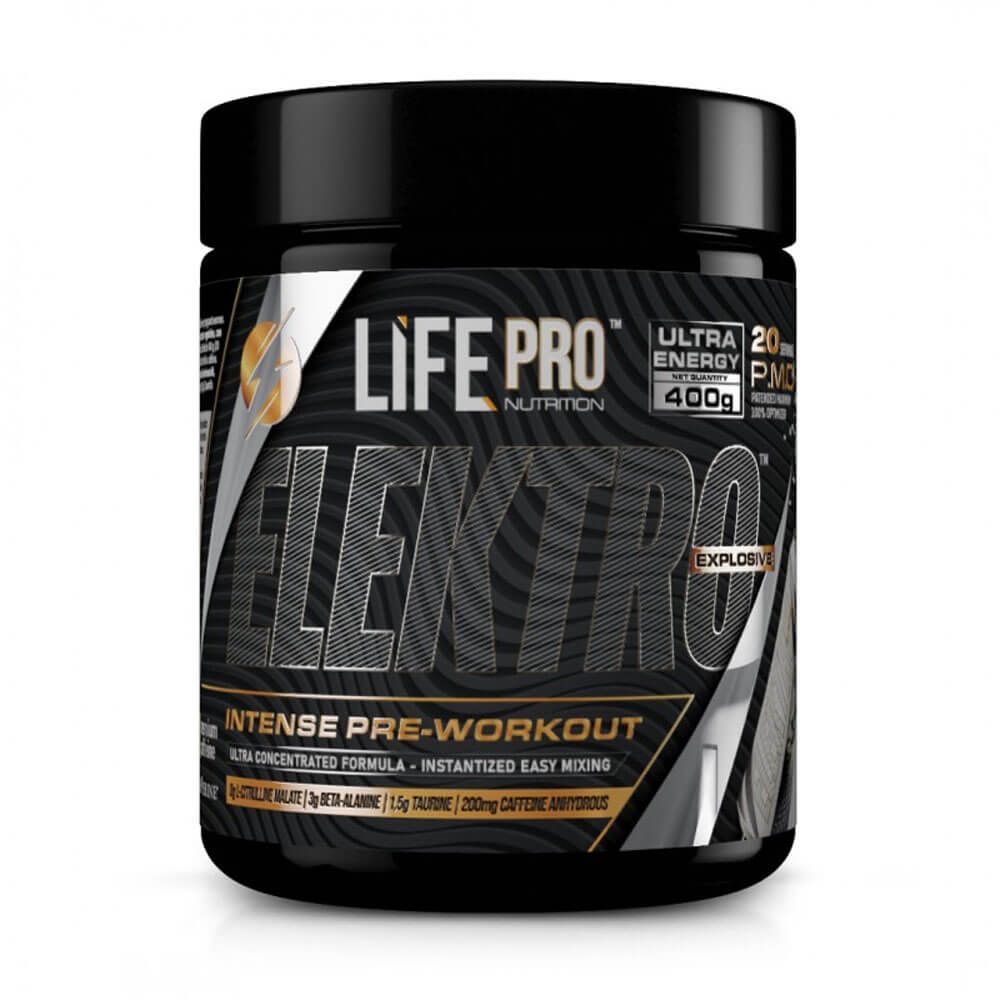 Elektro presentación de 400g en la sección de pre entreno de LifePRO