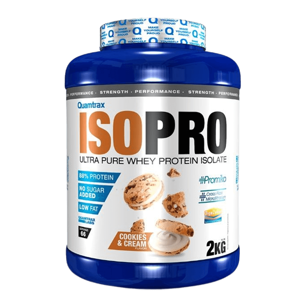 Isopro CFM bote de 2kg hecho por Quamtrax en la categoría proteína de aislado de suero isolate
