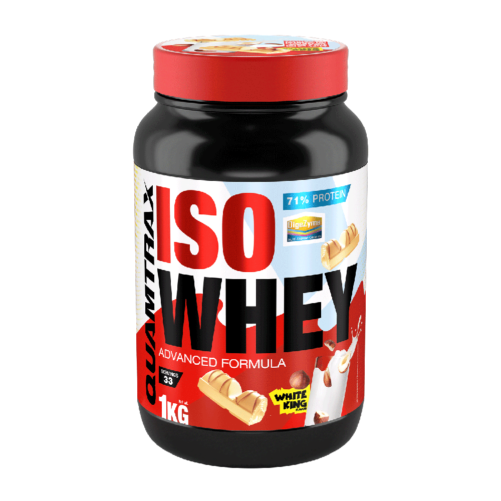 IsoWhey de 1kg hecho por Quamtrax suplemento de la sección proteína de aislado de suero isolate