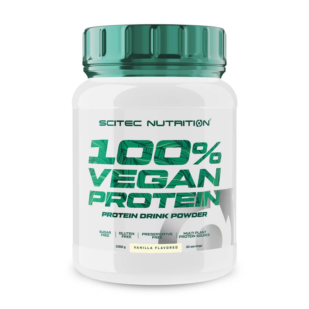 100% Vegan Protein envase de 1kg complemento alimenticio de proteína vegetal y veganos de la marca Scitec Nutrition