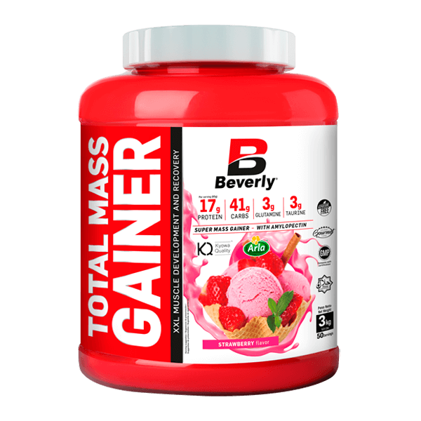 Total Mass Gainer bote de 3kg hecho por Beverly Nutrition en la categoría ganadores de peso con proteína