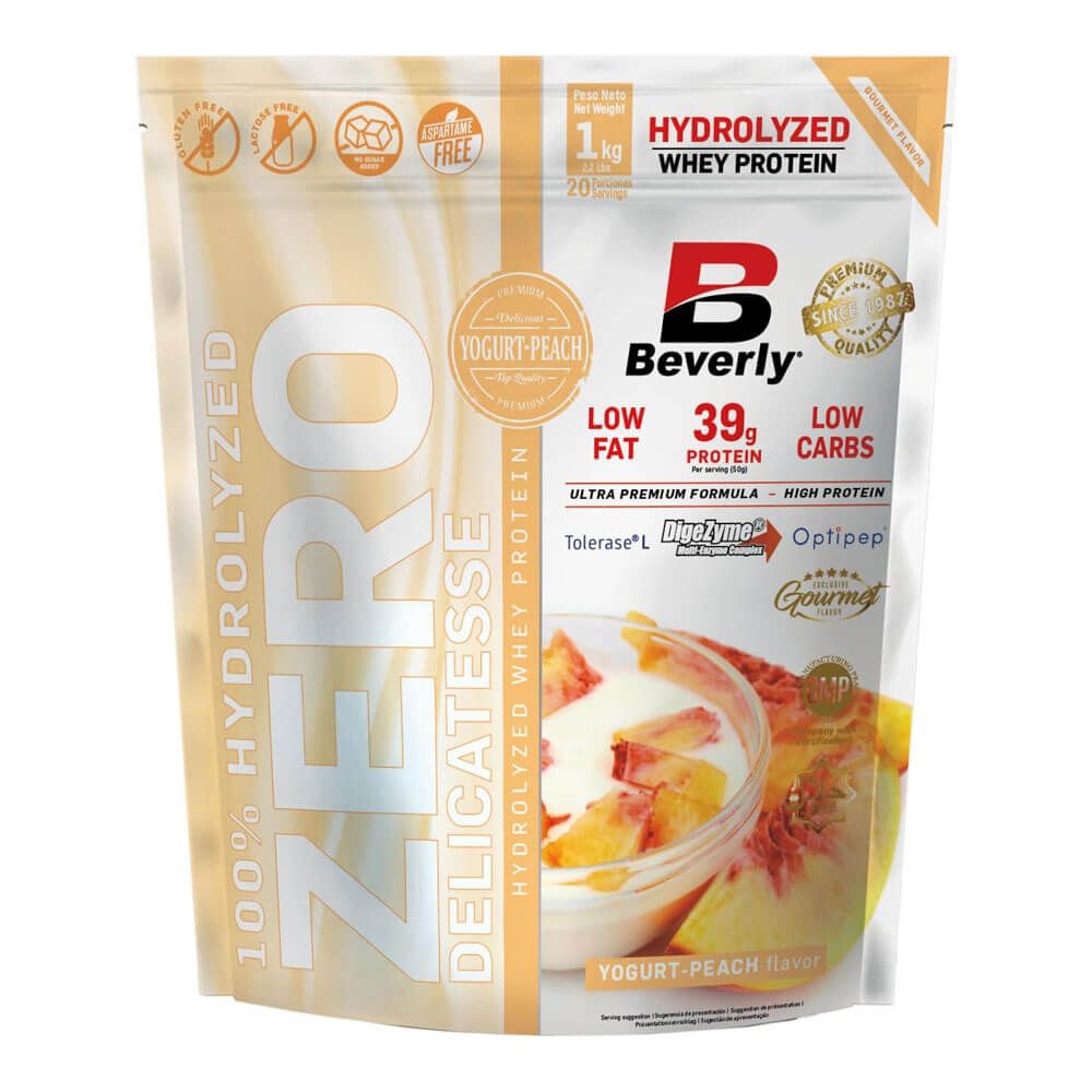 100% Hydrolyzed Zero Delicatesse bote de 1kg complemento alimenticio de proteína hidrolizada de suero del fabricante Beverly Nut