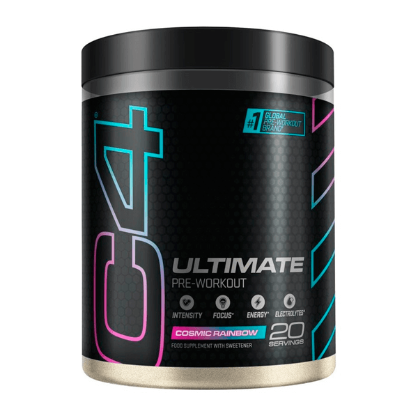 C4 Ultimate presentación de 20 servicios hecho por Cellucor en la sección de pre entreno