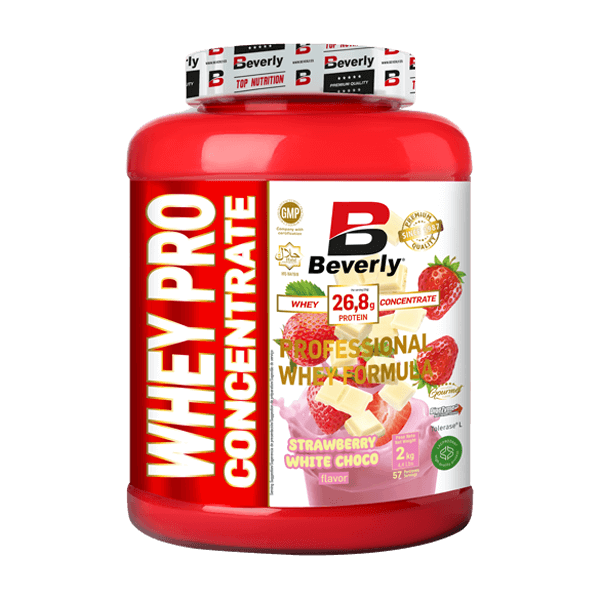 Whey Pro Concentrate presentación de 2kg del fabricante Beverly Nutrition suplemento de proteina de suero whey