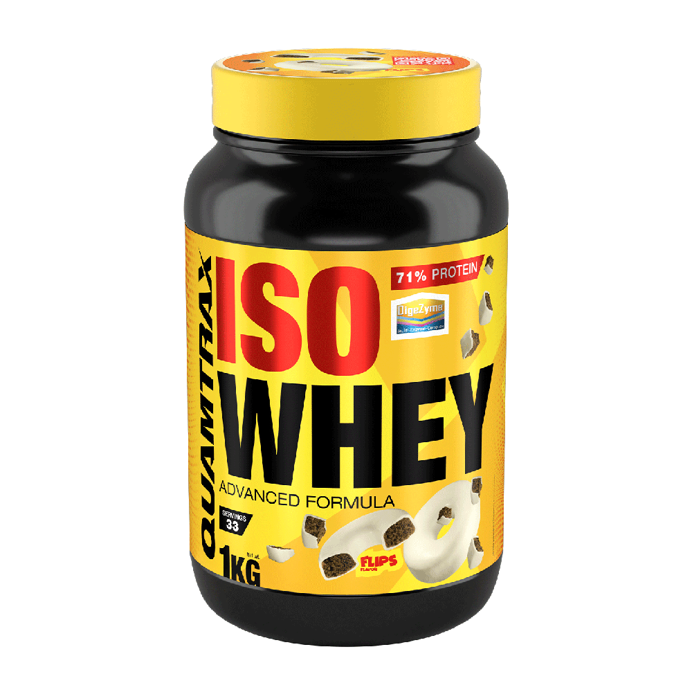 IsoWhey envase de 1kg de Quamtrax de la sección proteína de aislado de suero isolate