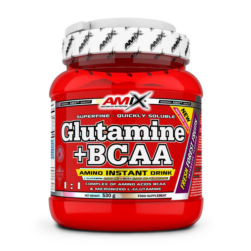 Glutamina + BCAA de 500g hecho por Amix Nutrition complemento alimenticio de bcaa + glutamina