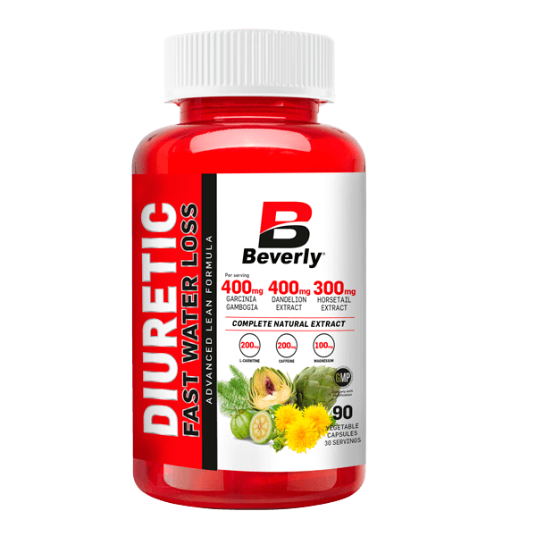 Diuretic Fast Water Loss en 90 cápsulas vegetales en la categoría bloqueadores de hidratos y grasas hecho por Beverly Nutrition