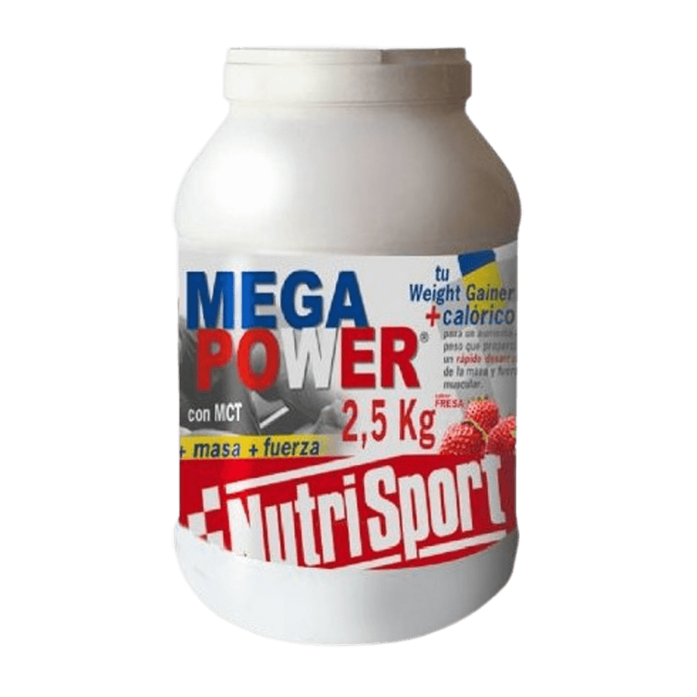 Mega Power bote de 2.5kg hecho por Nutrisport de la categoría ganadores de peso con proteína