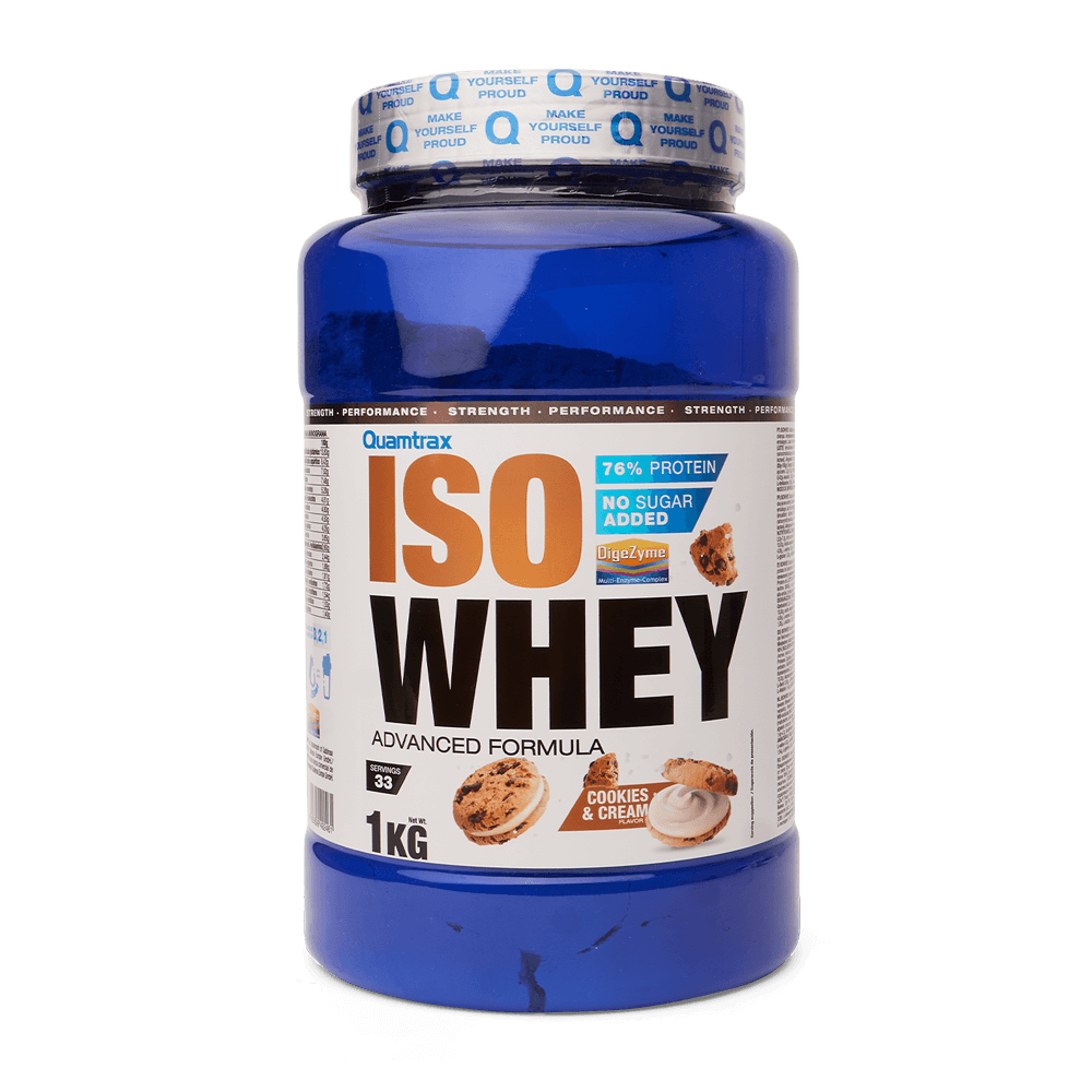 IsoWhey de 1kg hecho por Quamtrax suplemento de proteína de aislado de suero isolate