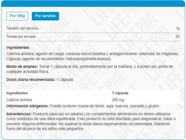 Información nutricional