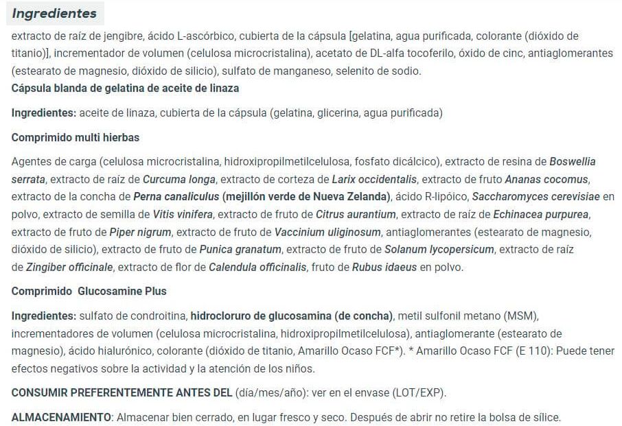 Información nutricional
