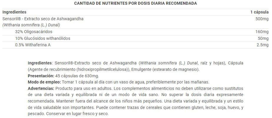 Información nutricional