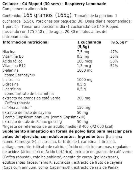 Información nutricional