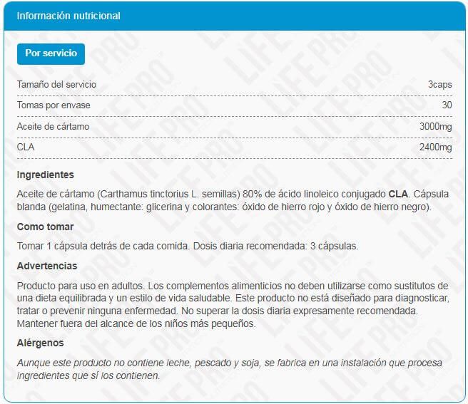 Información nutricional