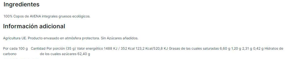 Información nutricional