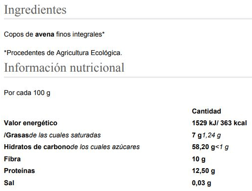 Información nutricional