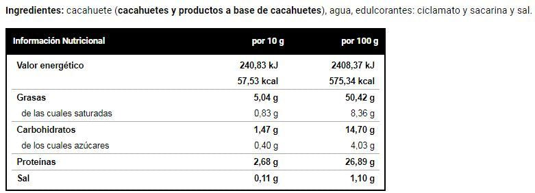 Información nutricional