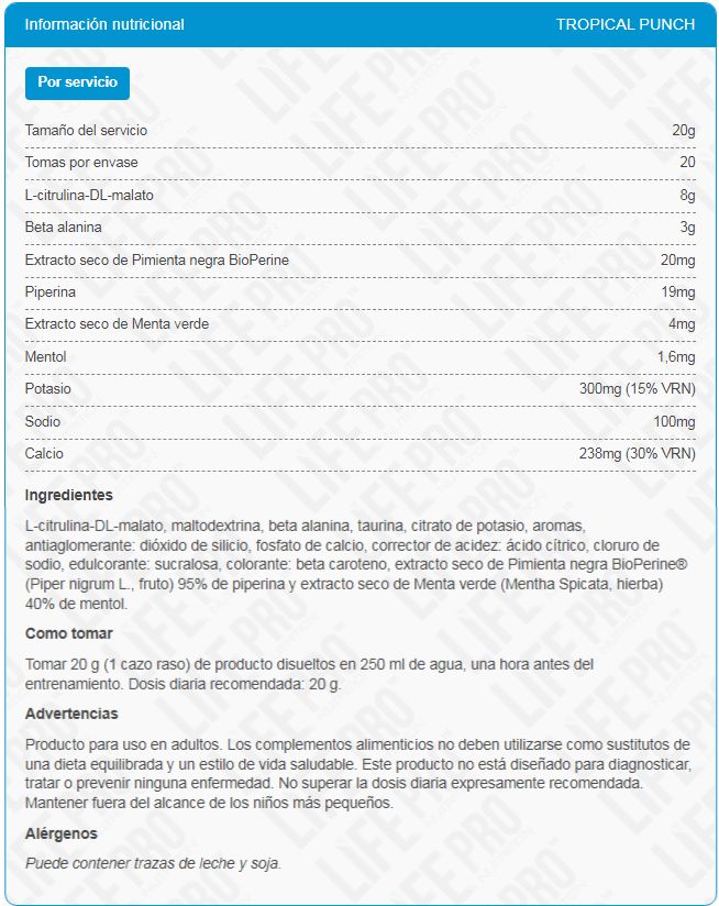 Información nutricional