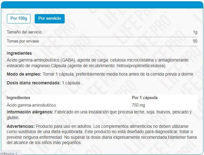 Información nutricional