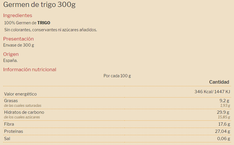 Información nutricional