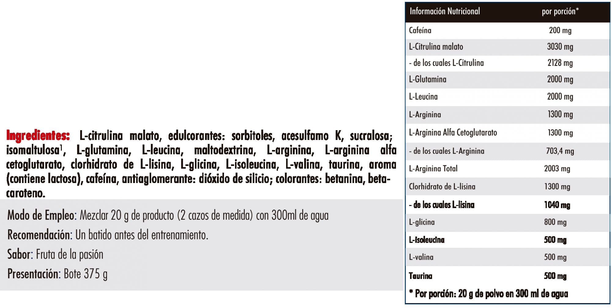 Información nutricional