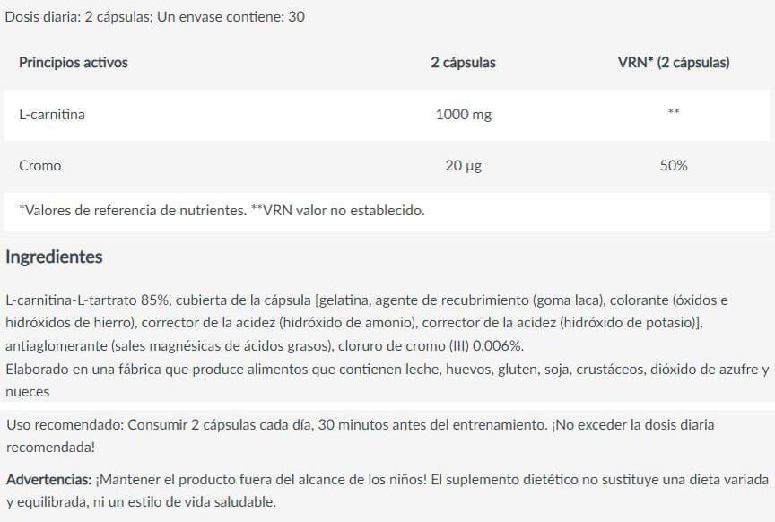 Información nutricional