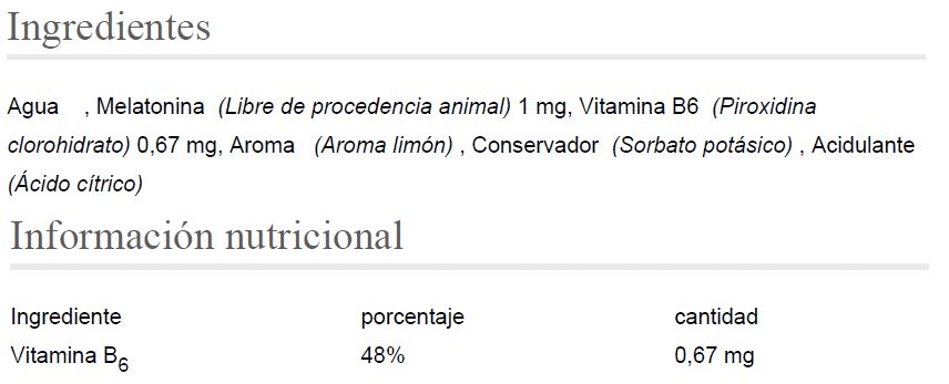 Información nutricional