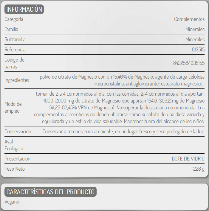 Información nutricional