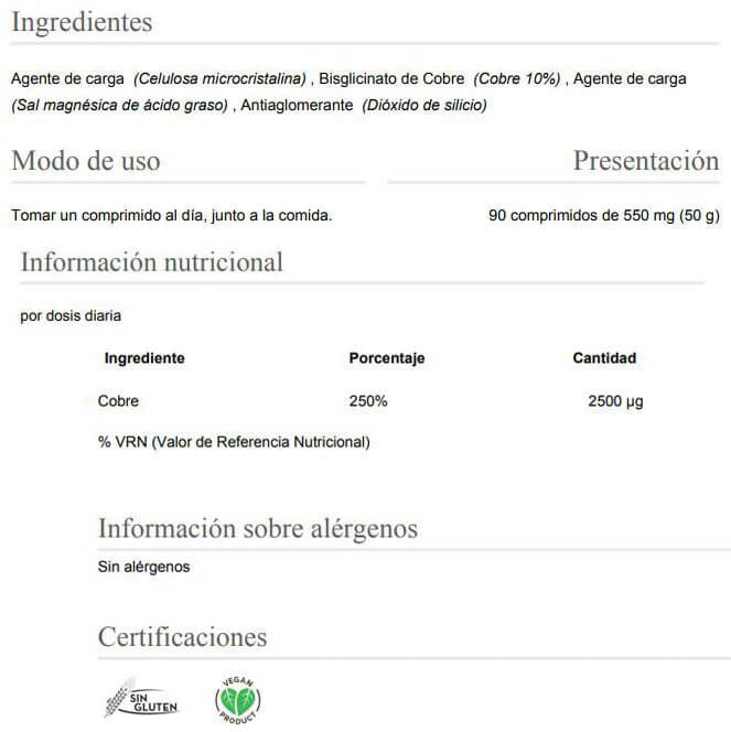 Información nutricional