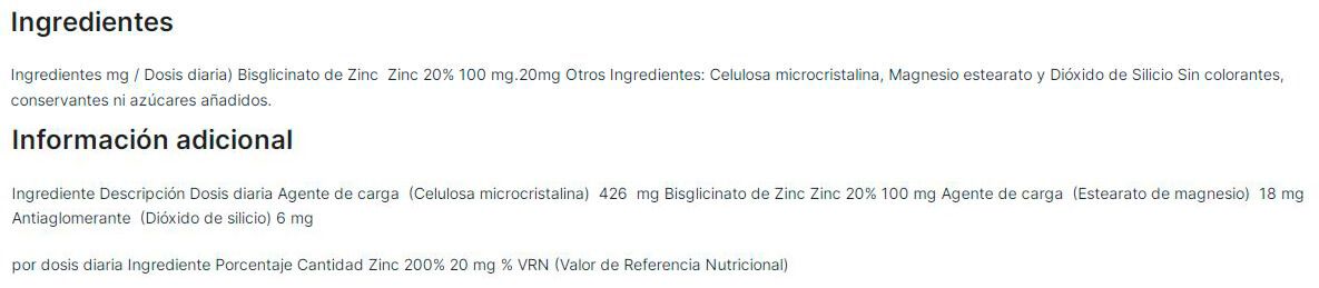 Información nutricional