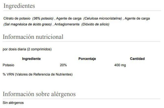 Información nutricional
