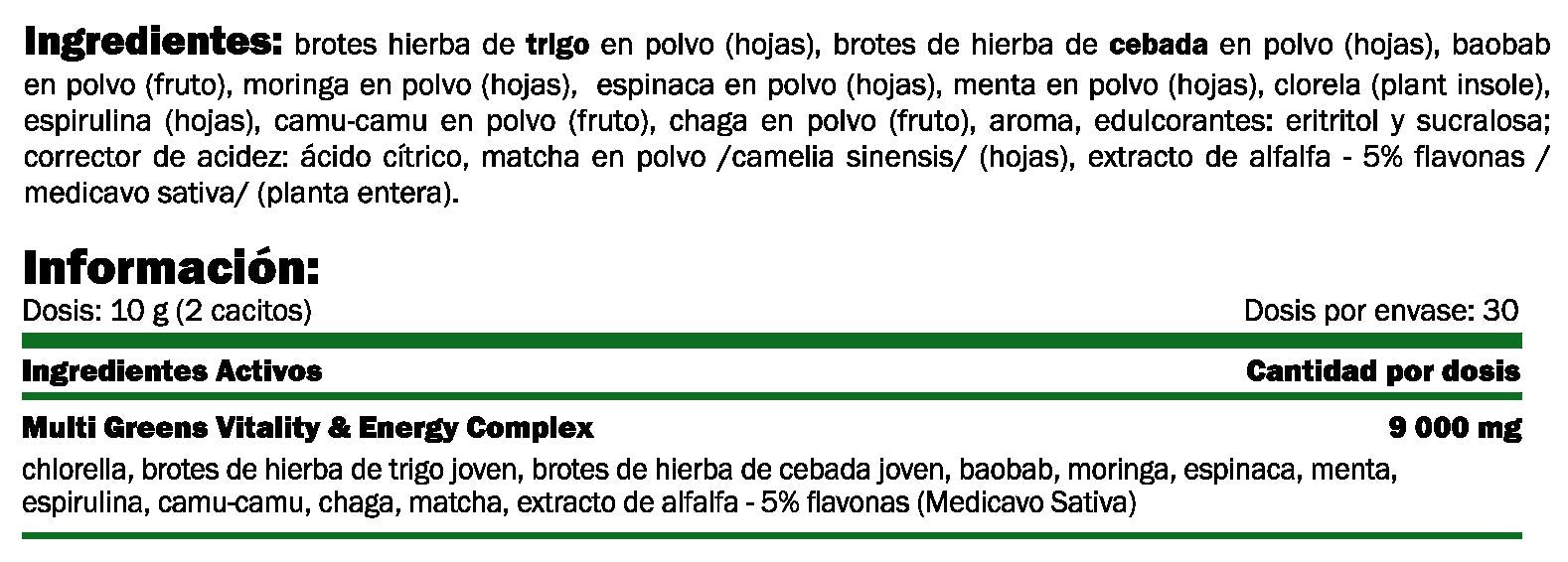 Información nutricional