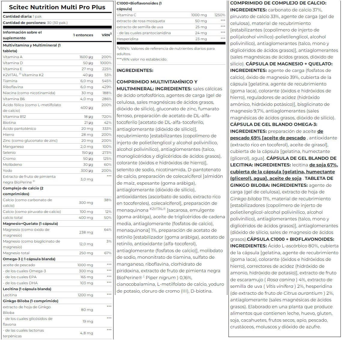 Información nutricional