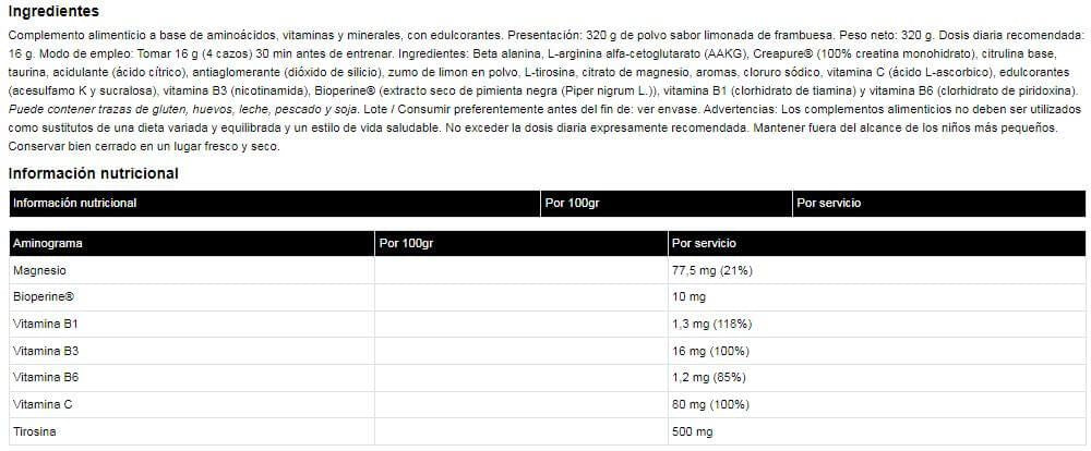 Información nutricional