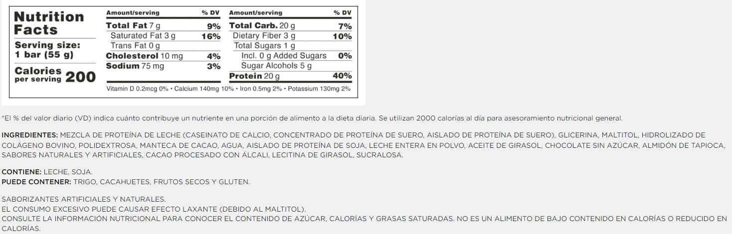 Información nutricional