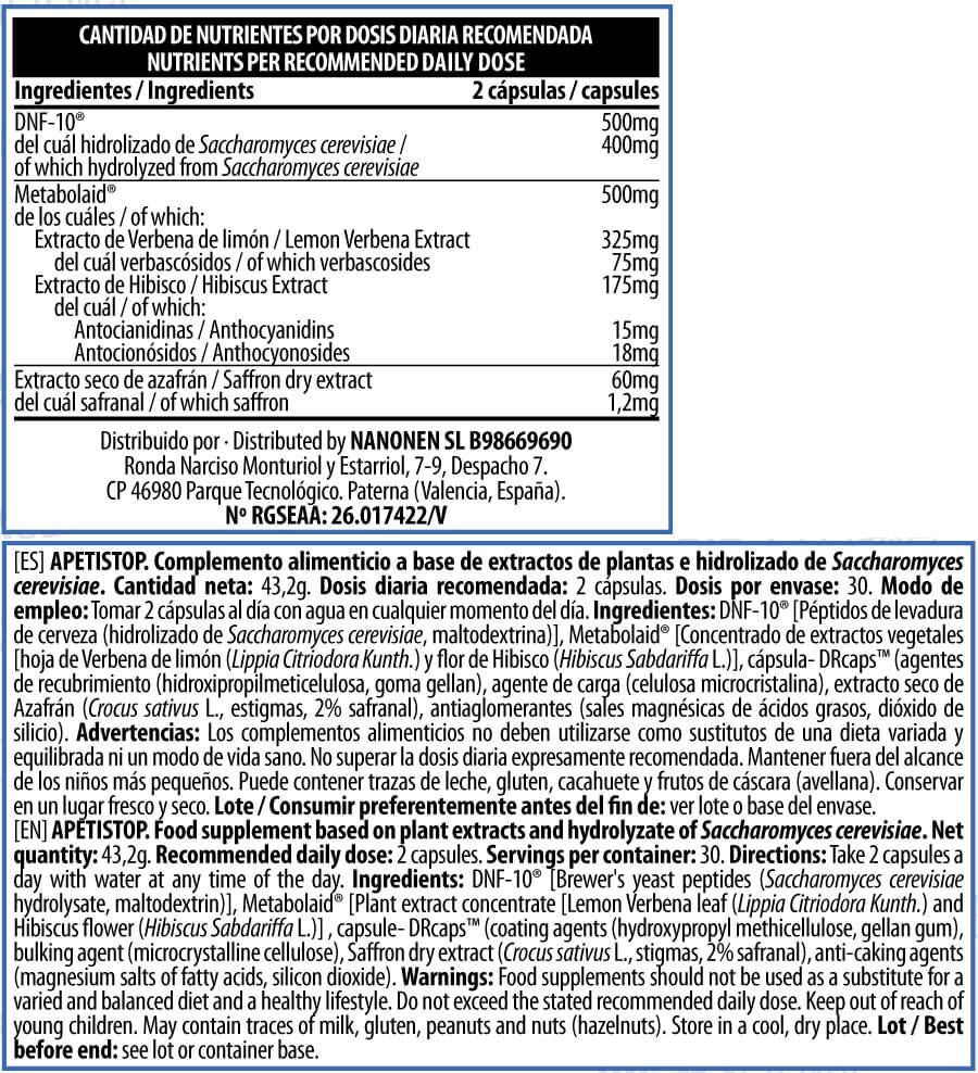 Información nutricional