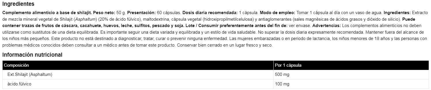 Información nutricional