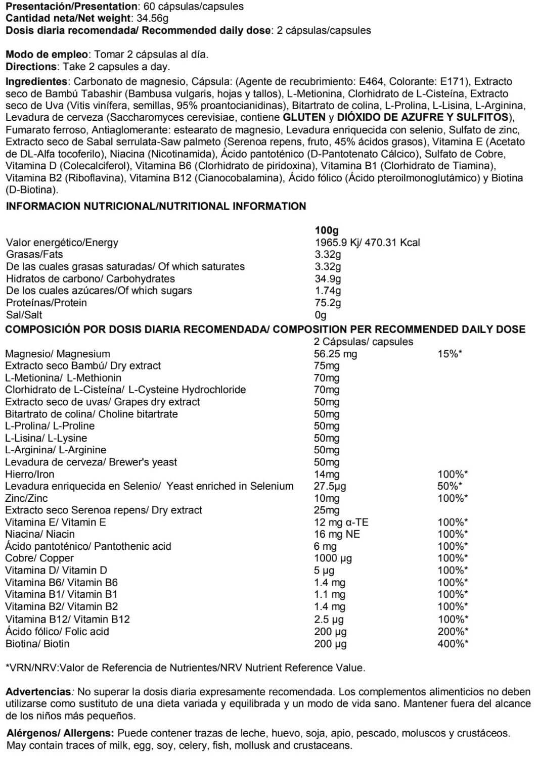 Información nutricional