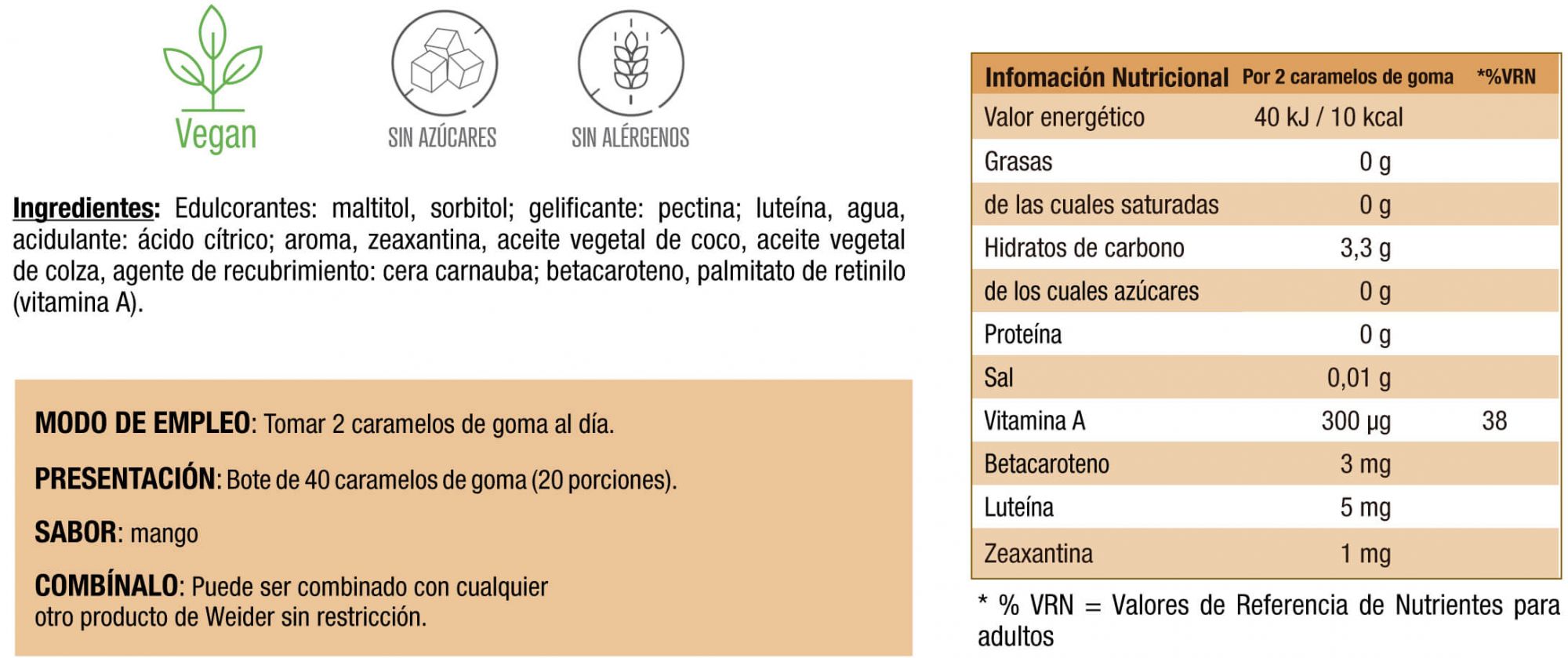 Información nutricional