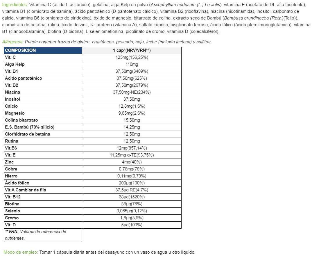 Información nutricional