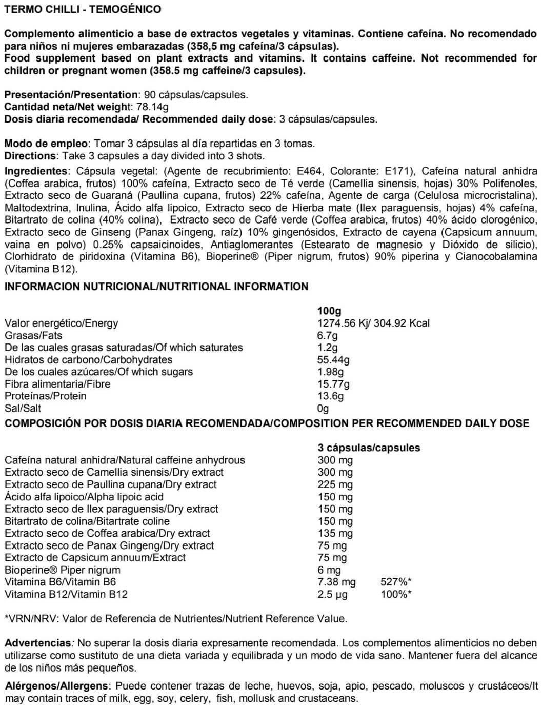 Información nutricional