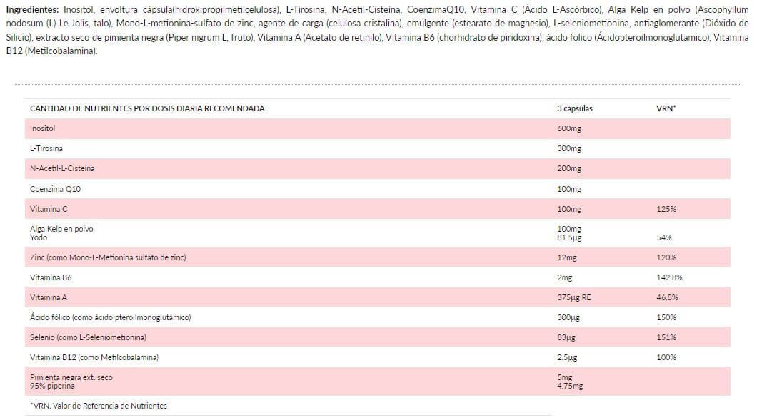 Información nutricional