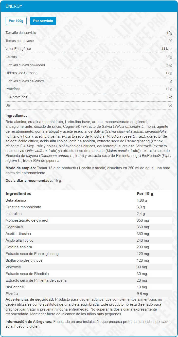 Información nutricional