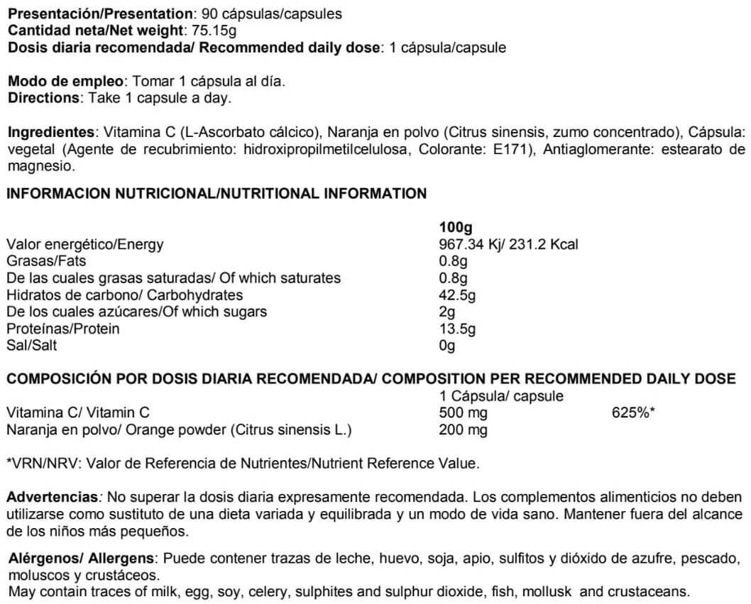 Información nutricional