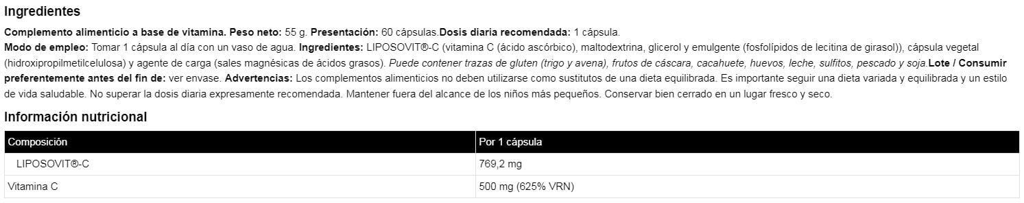 Información nutricional